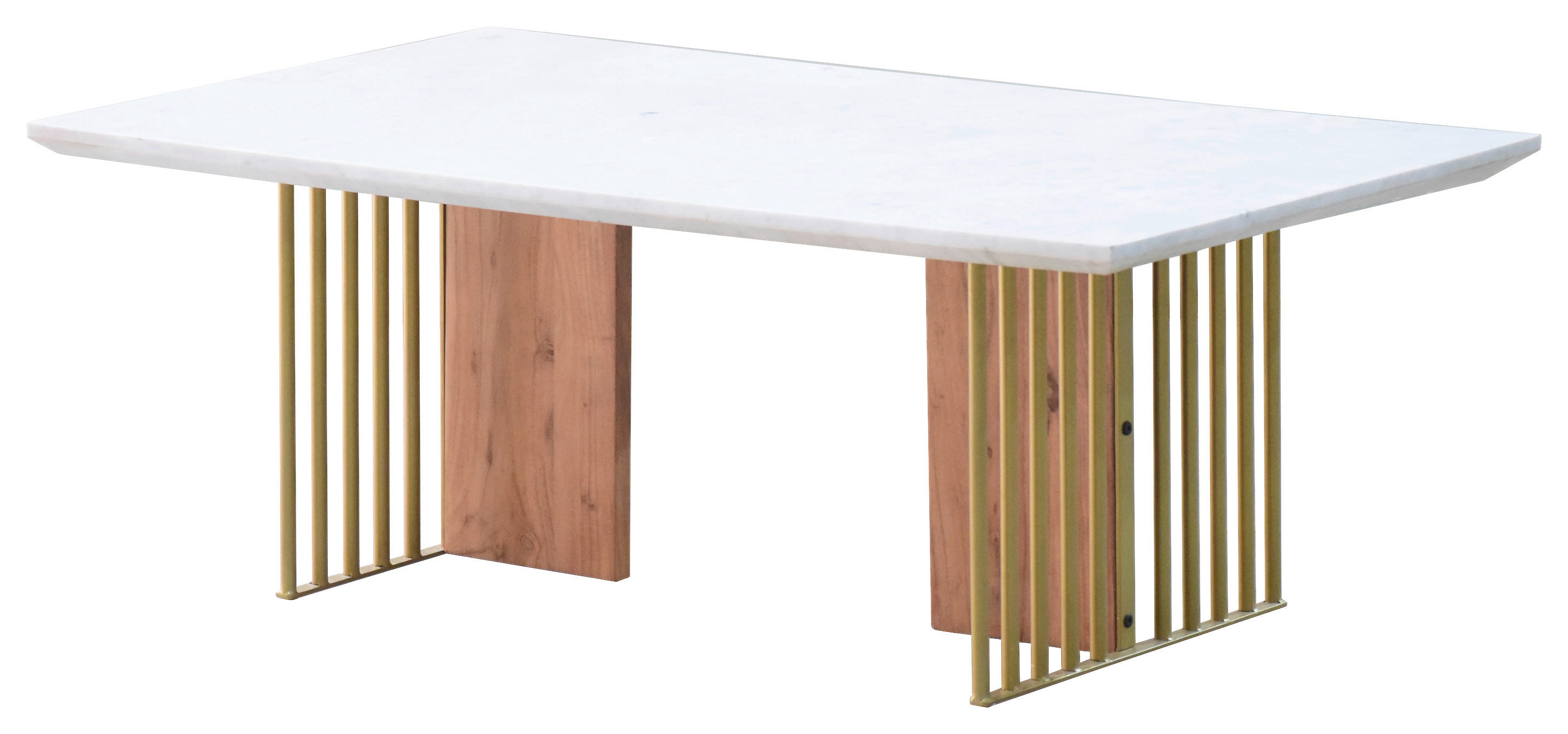 KONFERENČNÍ STOLEK, bílá, barvy akácie, barvy zlata, dřevo, kov, kámen, 120/45/70 cm - bílá/barvy zlata, Lifestyle, kov/dřevo (120/45/70cm) - MID.YOU