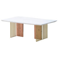 COUCHTISCH in Holz, Metall, Stein  - Weiss/Goldfarben, Lifestyle, Holz/Stein (120/45/70cm) - MID.YOU