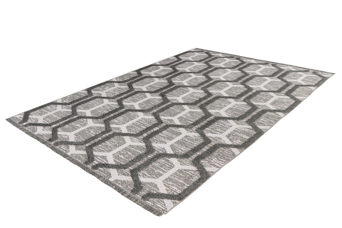 FLACHWEBETEPPICH 120/170 cm My Nomad Grau, Weiß  - Weiß/Grau, Design, Textil (120/170cm) - Obsession