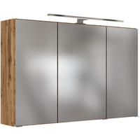 SPIEGELSCHRANK 100/66/20 cm  - Chromfarben/Eiche Wotan, Design, Glas/Holzwerkstoff (100/66/20cm) - Held