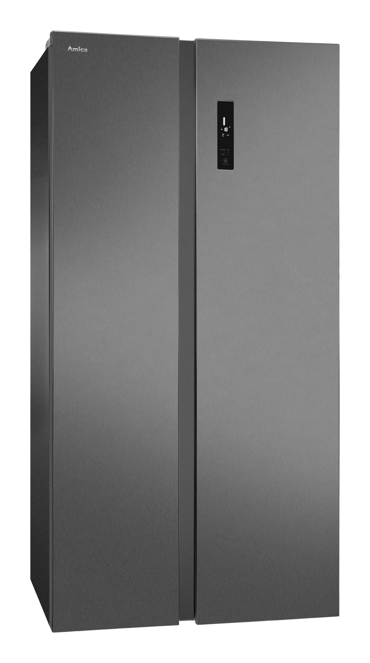 SIDE-BY-SIDE 91,2/177,0/70,4 cm SBSN397150S  - Edelstahlfarben/Schwarz, Basics, Kunststoff/Metall (91,2/177,0/70,4cm) - Amica