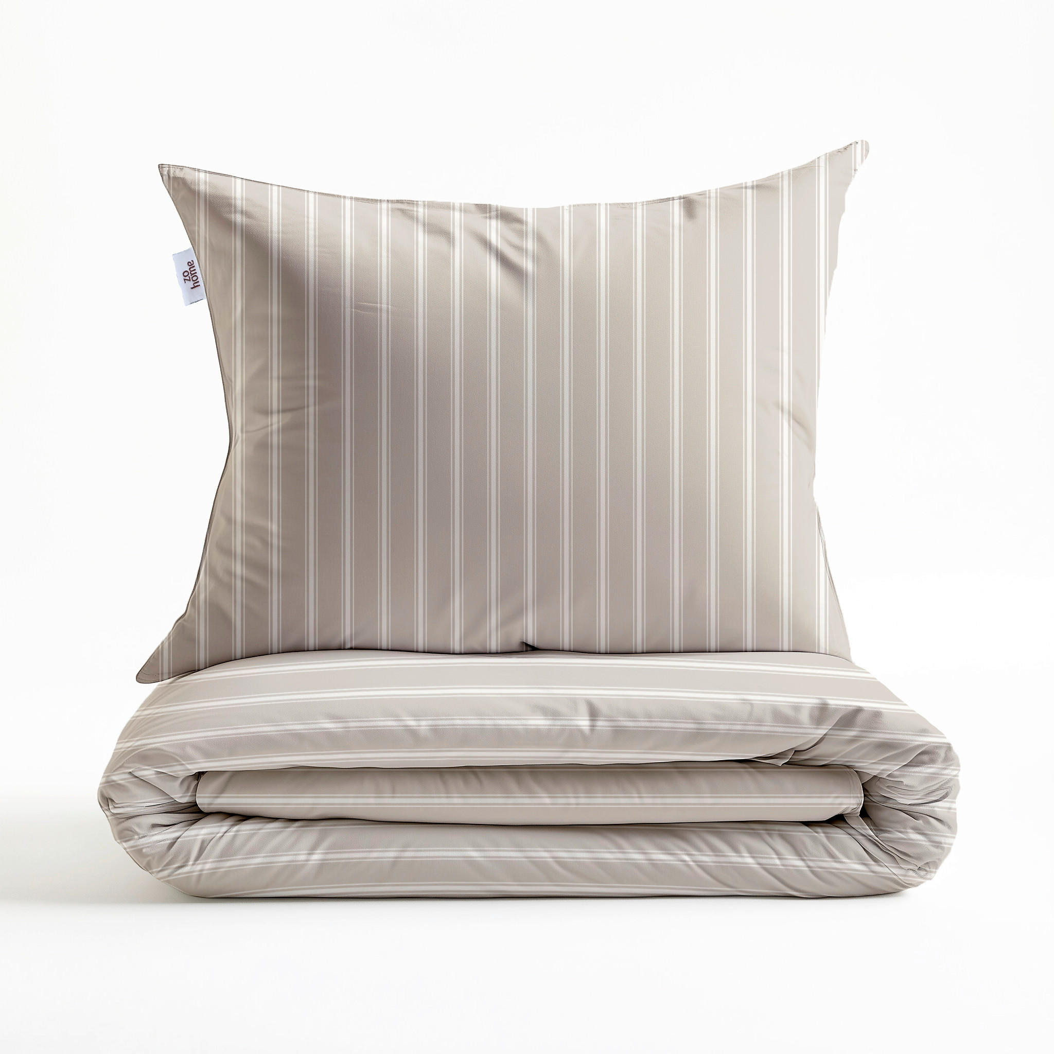 Zohome Bettwäsche Righe-di-Percalle Taupe 155x220 cm