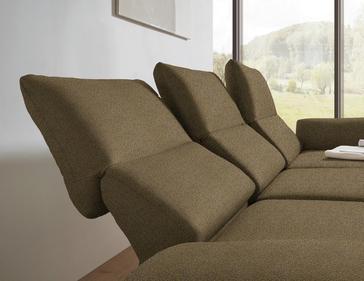 ECKSOFA  in Flachgewebe Khaki  255-365/175-224 cm  - Khaki/Schwarz, Design, Textil/Metall (255-365/175-224cm) - Dieter Knoll