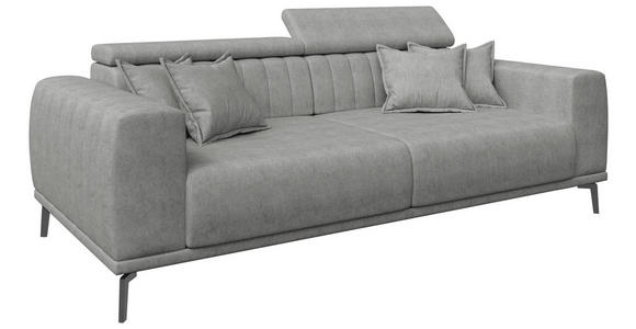 3-SITZER-SOFA  in Webstoff Grau  - Schwarz/Grau, KONVENTIONELL, Textil/Metall (240/80/113cm) - Carryhome