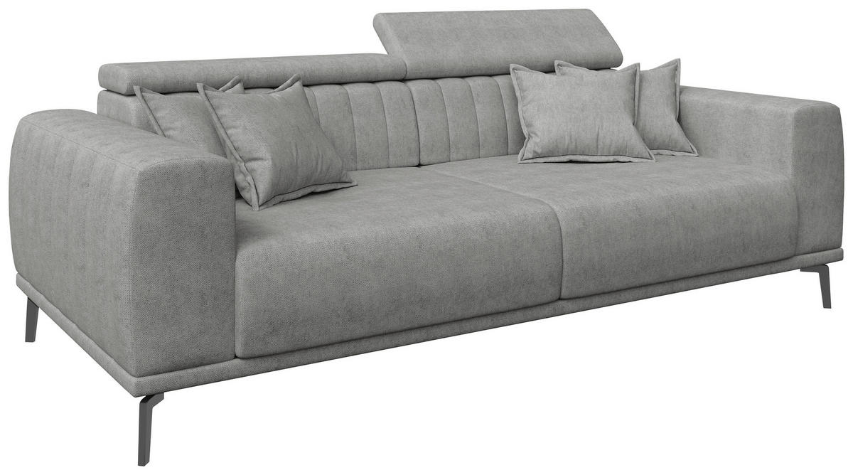 3-SITZER-SOFA Webstoff Grau  - Schwarz/Grau, KONVENTIONELL, Textil/Metall (240/80/110cm) - Carryhome