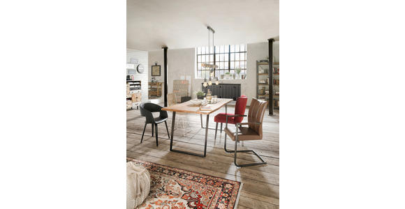 ESSTISCH in Holz, Metall 175/90/76 cm - Schwarz/Akaziefarben, KONVENTIONELL, Holz/Metall (175/90/76cm) - Ambia Home