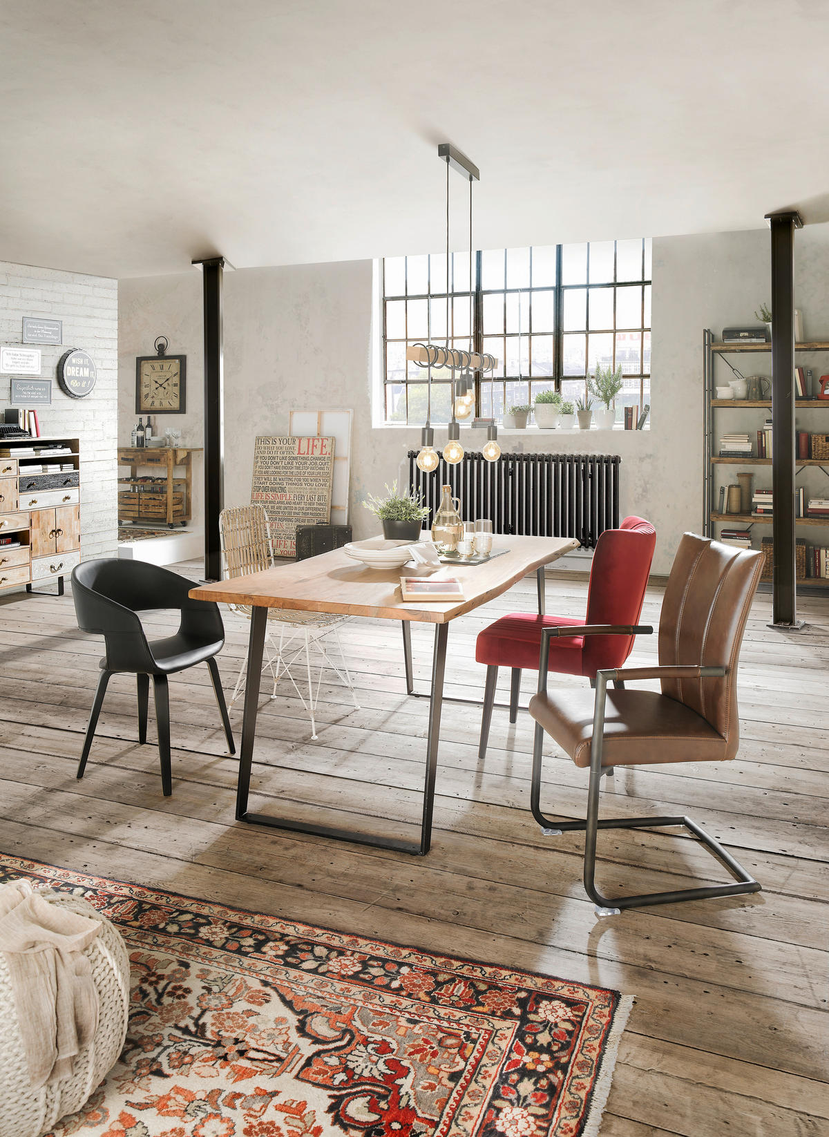 ESSTISCH in Holz, Metall 175/90/76 cm   - Schwarz/Akaziefarben, KONVENTIONELL, Holz/Metall (175/90/76cm) - Ambia Home