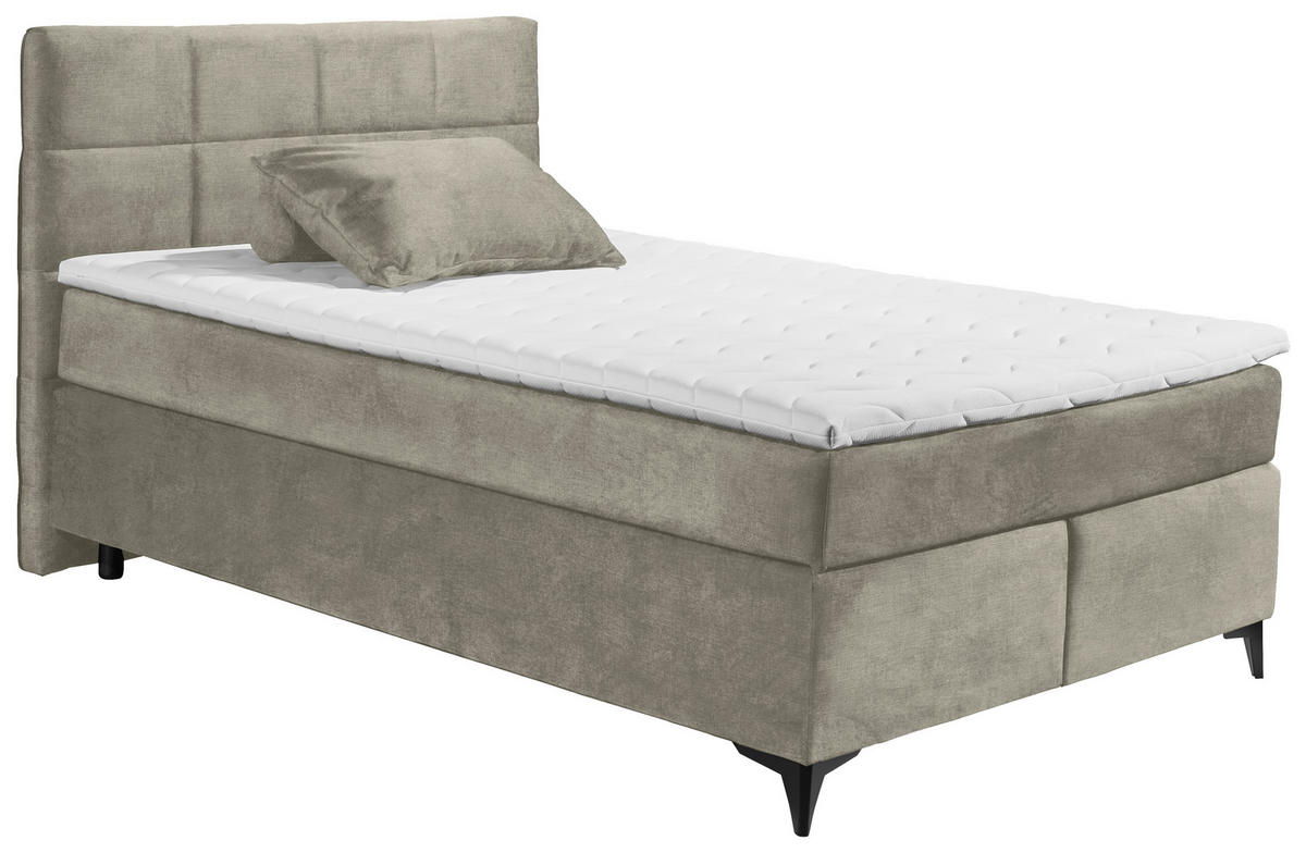 BOXSPRINGBETT 140/200 cm  in Hellgrau  - Hellgrau/Schwarz, Design, Holzwerkstoff/Kunststoff (140/200cm) - Xora