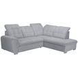 ECKSOFA Hellgrau Chenille  - Chromfarben/Hellgrau, KONVENTIONELL, Kunststoff/Textil (260/205cm) - Carryhome