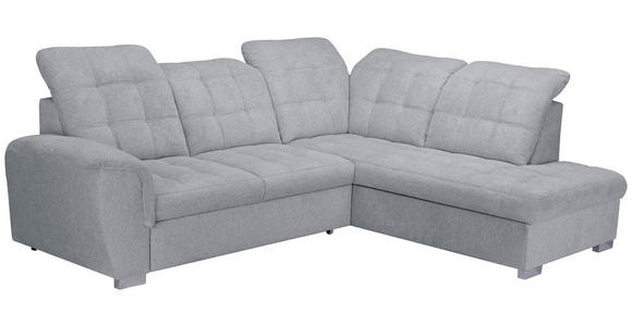 ECKSOFA Hellgrau Chenille  - Chromfarben/Hellgrau, KONVENTIONELL, Kunststoff/Textil (260/205cm) - Carryhome