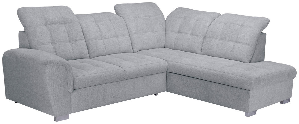 ECKSOFA Hellgrau Chenille  - Chromfarben/Hellgrau, KONVENTIONELL, Kunststoff/Textil (260/205cm) - Carryhome