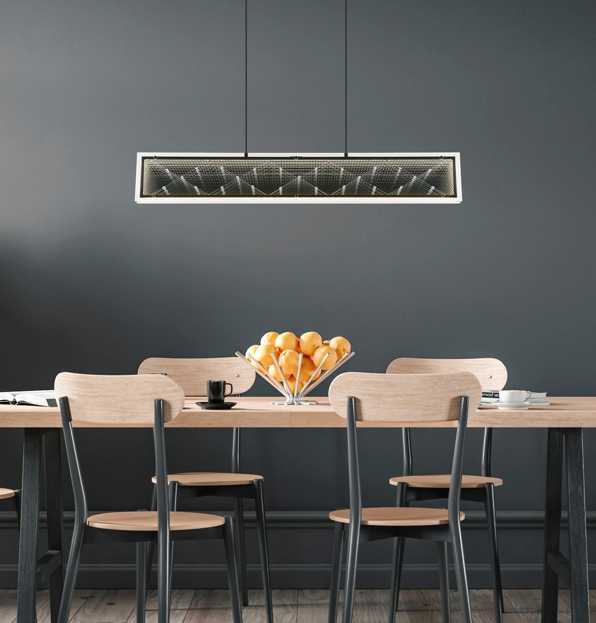 LED-HÄNGELEUCHTE 113/8/120 cm  - Klar/Chromfarben, Design, Glas/Kunststoff (113/8/120cm) - Globo