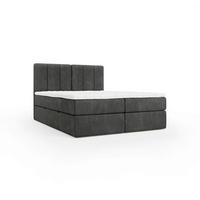 BOXBETT 160/200 cm,  in Anthrazit, gepolstertes Kopfteil, Bettkasten, Topper, Matratze, H3 = fest  - Anthrazit/Schwarz, Design, Holzwerkstoff/Kunststoff (160/200cm) - Esposa