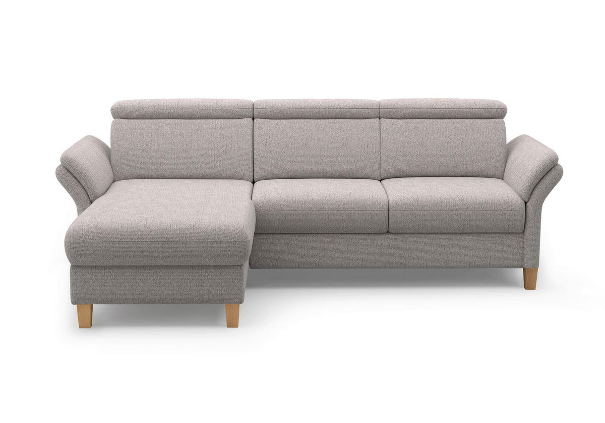 ECKSOFA GLENDALE E in Chenille Silberfarben  166/253 cm  - Eichefarben/Silberfarben, KONVENTIONELL, Holz/Textil (166/253cm) - Sit & More