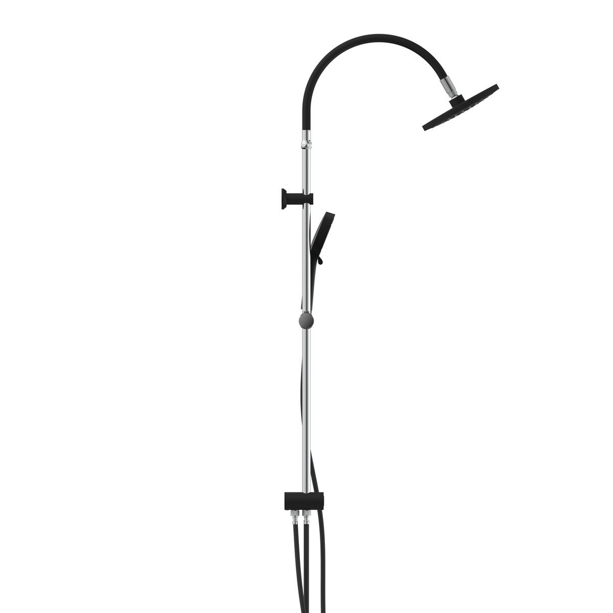ÜBERKOPFBRAUSESET - Chromfarben/Schwarz, Basics, Kunststoff/Metall (22,5/100/5cm) - Schütte