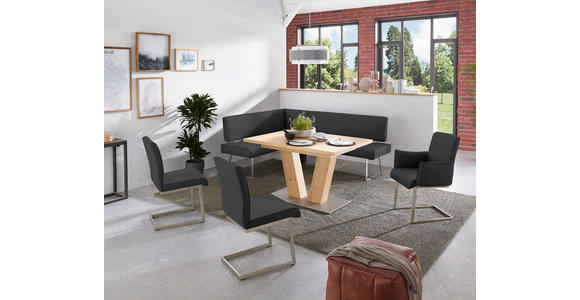 ECKBANK 137/219 cm  in Schwarz, Edelstahlfarben  - Edelstahlfarben/Schwarz, Design, Textil/Metall (137/219cm) - Dieter Knoll