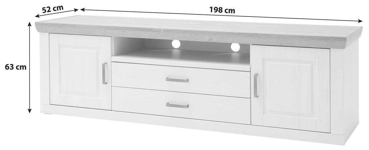 TV-ELEMENT - Eichefarben/Schwarz, LIFESTYLE, Holzwerkstoff/Metall (198/63/52cm) - Landscape