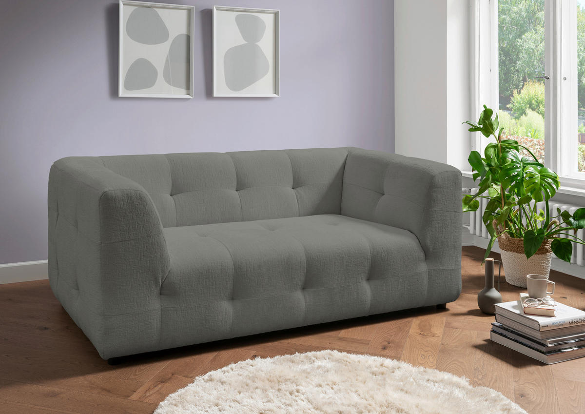2-SITZER-SOFA in Mikrofaser Graubraun  - Graubraun/Schwarz, Design, Kunststoff/Textil (184/72/95cm) - Livetastic