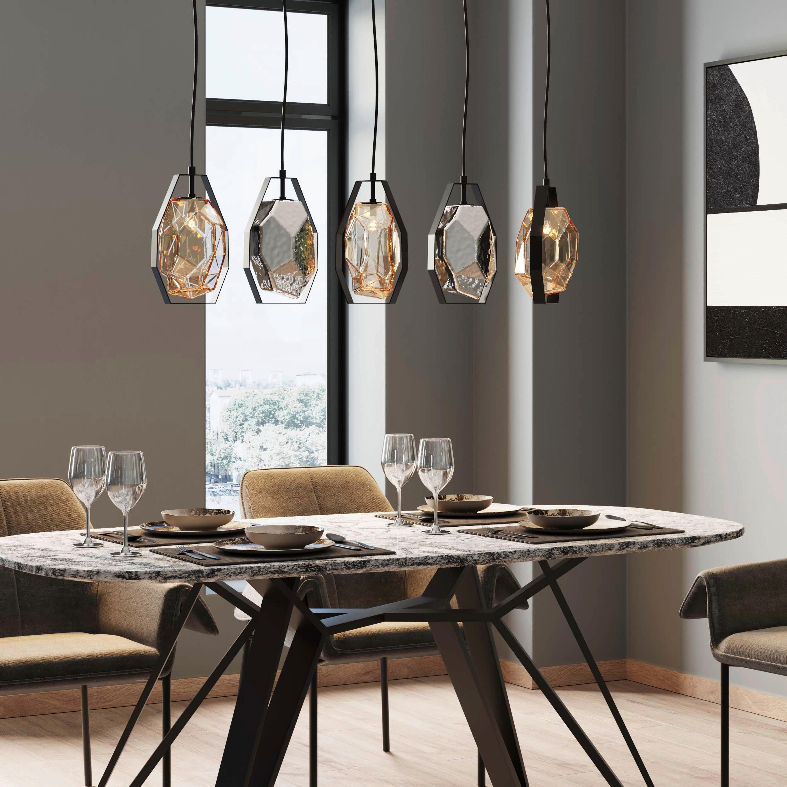 HÄNGELEUCHTE Diamond 110/130/12 cm   - MODERN, Glas/Metall (110/130/12cm) - Kare-Design