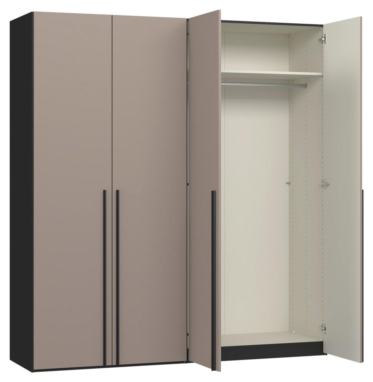 DREHTÜRENSCHRANK 203/220/59 cm,  in Hellbraun, 4-türig  - Hellbraun/Schwarz, Design, Holzwerkstoff/Metall (203/220/59cm) - Jutzler