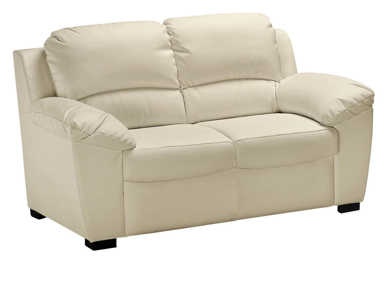 2-SITZER-SOFA Lederlook Beige  - Beige/Schwarz, KONVENTIONELL, Kunststoff/Textil (145/90/90cm) - MID.YOU