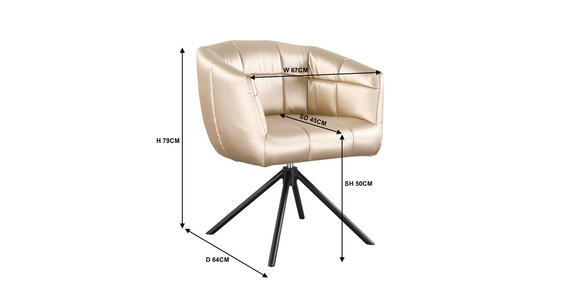 ARMLEHNSTUHL  Sitzfläche 360° drehbar Webstoff  Schwarz, Champagner  - Champagner/Schwarz, Design, Textil/Metall (67/79/64cm) - Novel