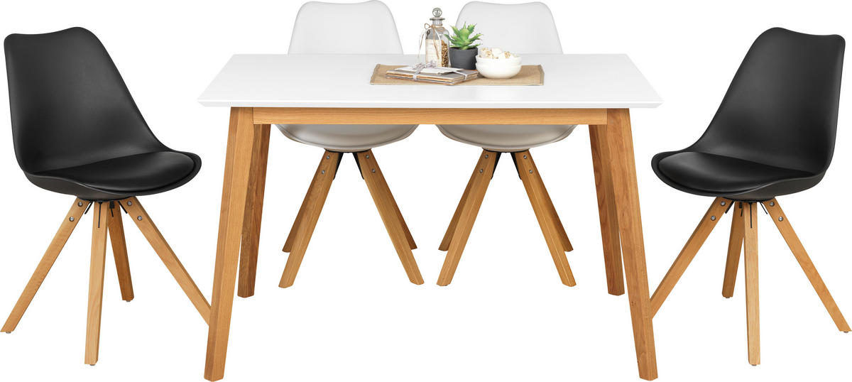 ESSTISCH 120/80/75 cm Eiche massiv Holz Weiß, Eichefarben rechteckig  - Eichefarben/Weiß, Design, Holz (120/80/75cm) - Livetastic