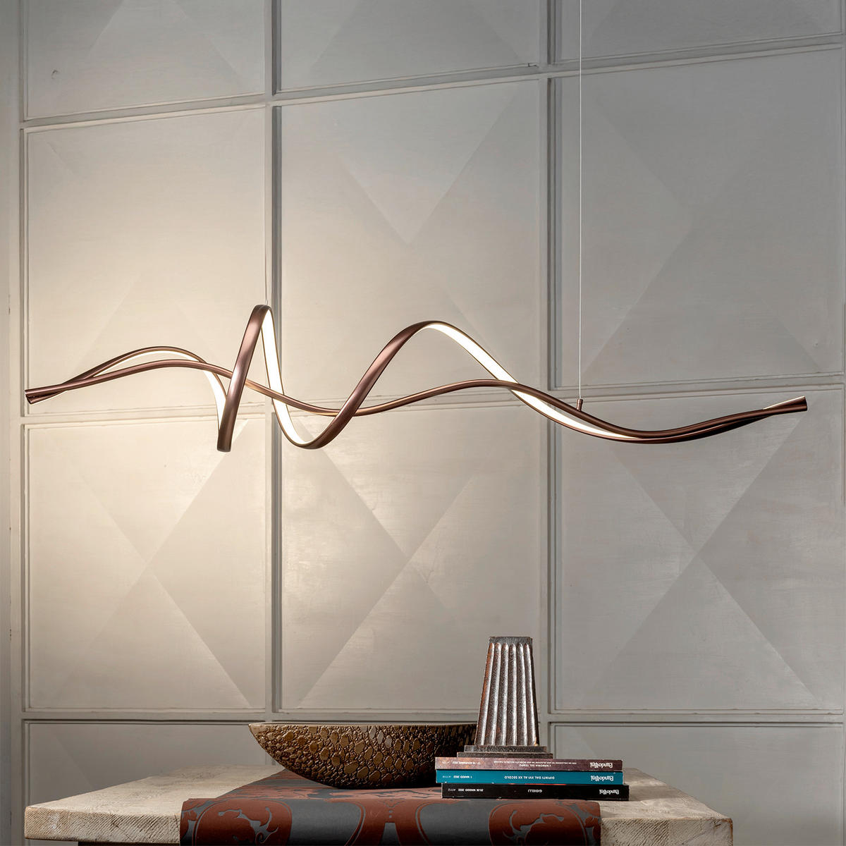 LED SVJETILJKA VISEĆA    120/22/145 cm    5105 KELLY  - smeđa, Design, metal (120/22/145cm)