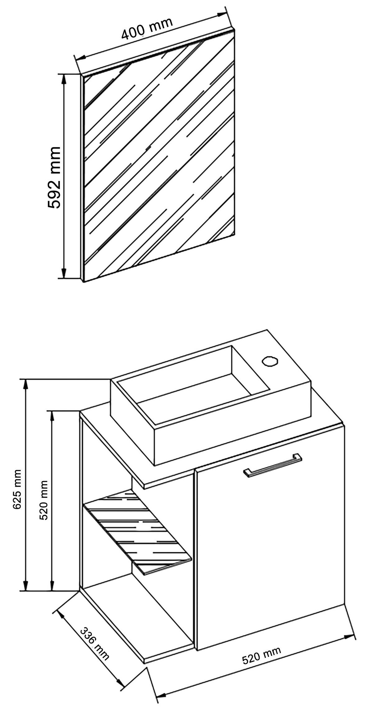 GÄSTEBAD 52 cm  - Honigeiche/Alufarben, MODERN, Glas/Keramik (52cm) - MID.YOU