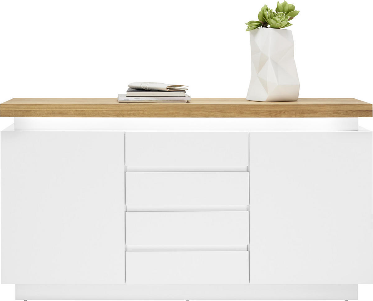 SIDEBOARD Romina  in 150/81/40 cm  - Eichefarben/Weiß, Design, Holz/Holzwerkstoff (150/81/40cm)