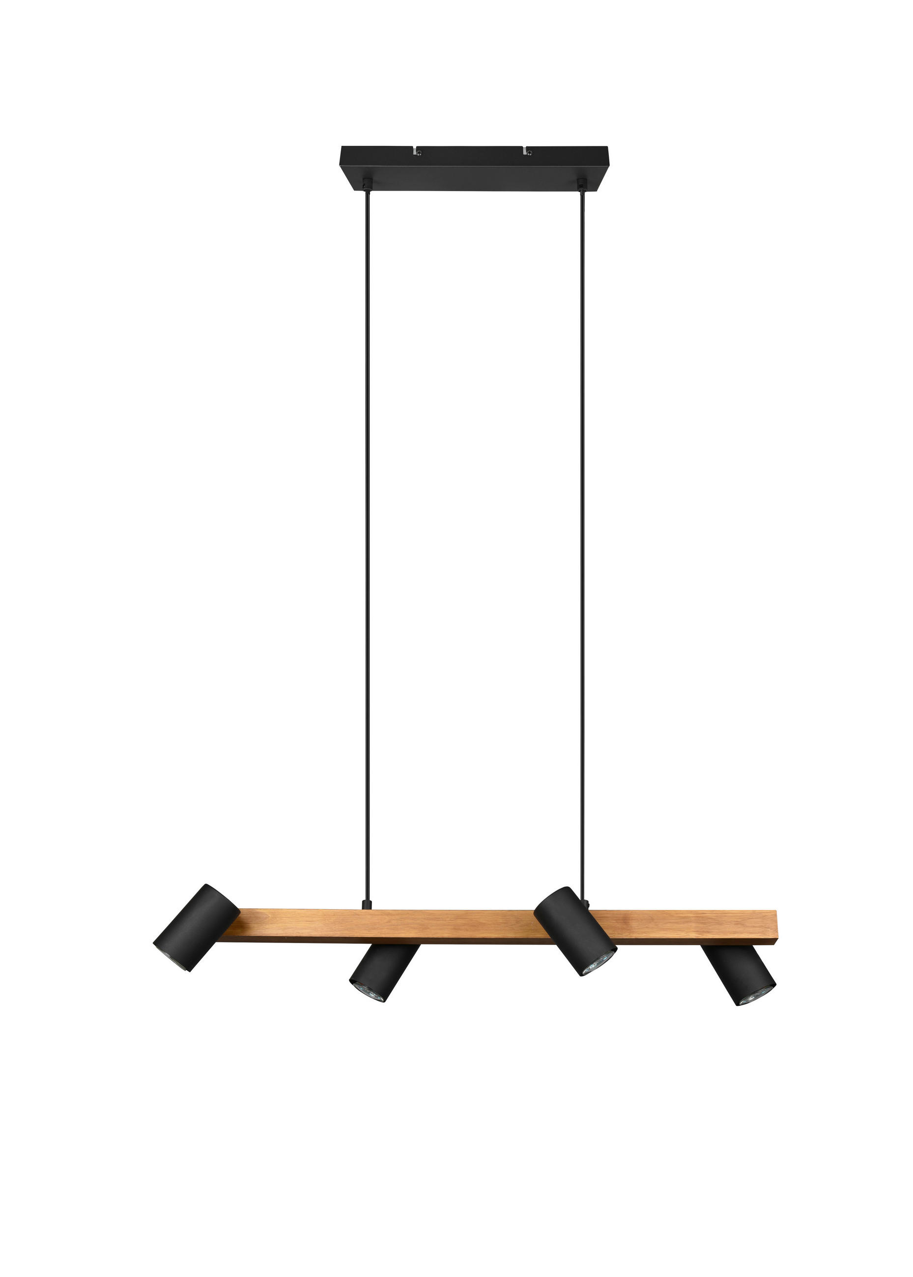 HÄNGLAMPA Marley 80/20/150 cm  - svart, Basics, metall/trä (80/20/150cm) - Trio Leuchten