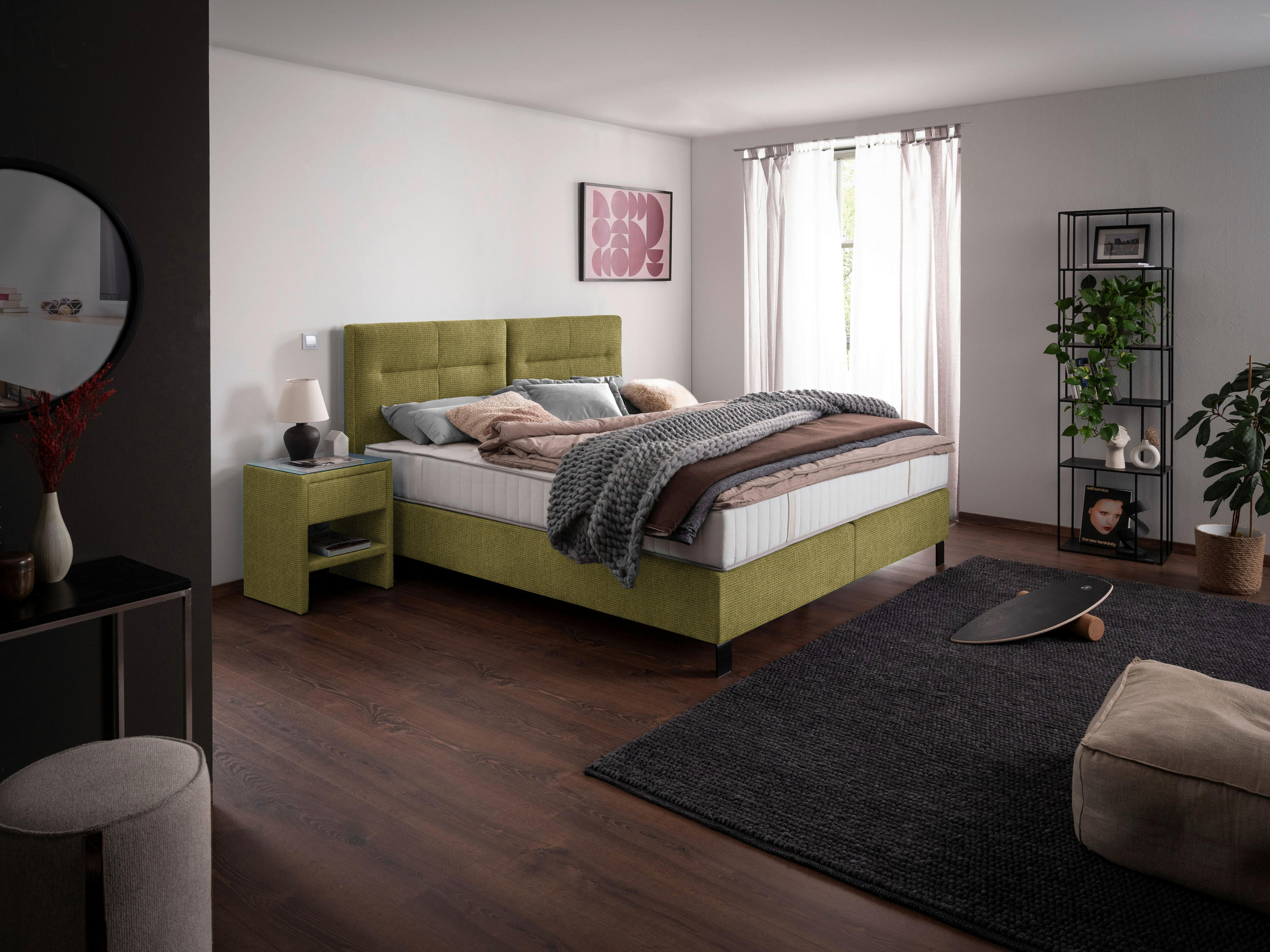 BOXSPRINGBETT 180/220 cm  in Grün  - Schwarz/Grün, Konventionell, Textil/Metall (180/220cm) - Esposa