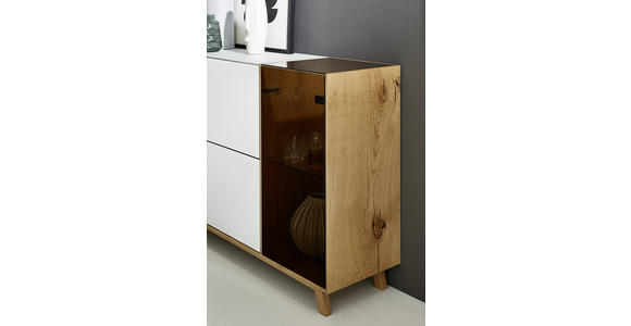 KOMMODE 164/92/40 cm - Eichefarben/Weiß, Natur, Glas/Holz (164/92/40cm) - Dieter Knoll