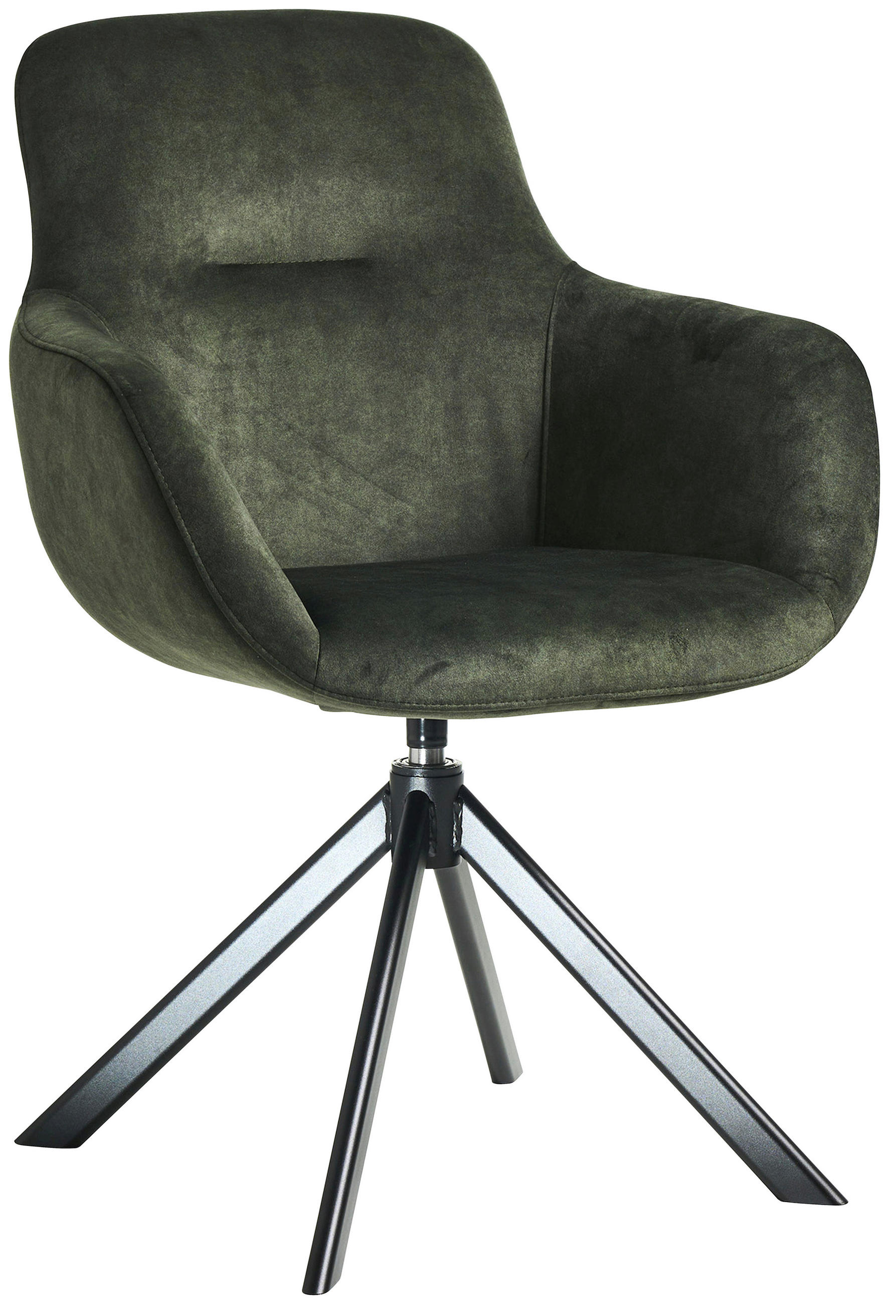 ARMLEHNSTUHL  in Edelstahl Velours  - Waldgrün/Schwarz, Basics, Textil/Metall (62/89/61cm) - Celina Home