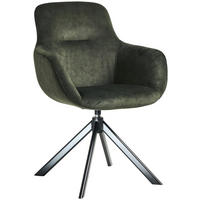 ARMLEHNSTUHL  in Edelstahl Velours  - Waldgrün/Schwarz, Basics, Textil/Metall (62/89/61cm) - Celina Home