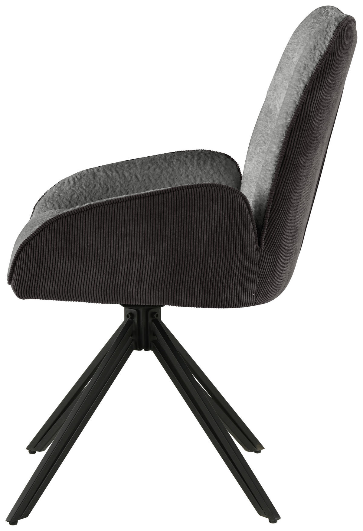 ARMLEHNSTUHL  in Eisen Chenille, Cord  - Schwarz/Grau, LIFESTYLE, Holz/Textil (54/87/62cm) - MID.YOU