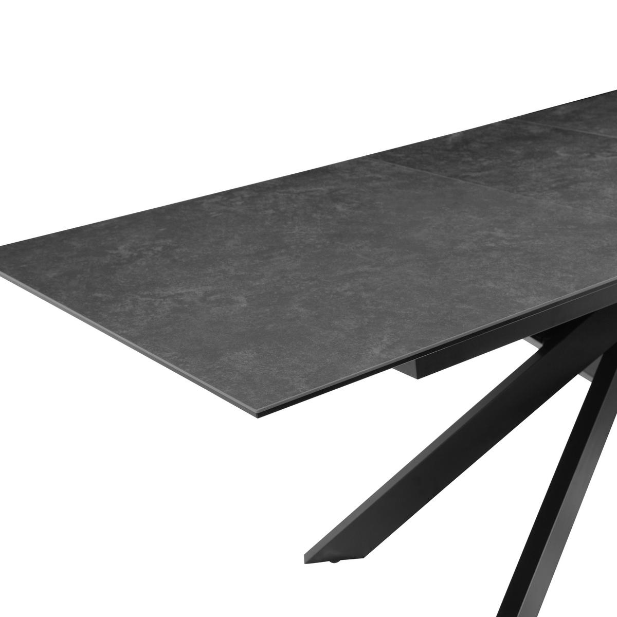 ESSTISCH 168-210/90/76 cm  Metall, Glas, Keramik ausziehbar rechteckig Grau, Schwarz  - Schwarz/Grau, MODERN, Glas/Keramik (168-210/90/76cm) - P & B