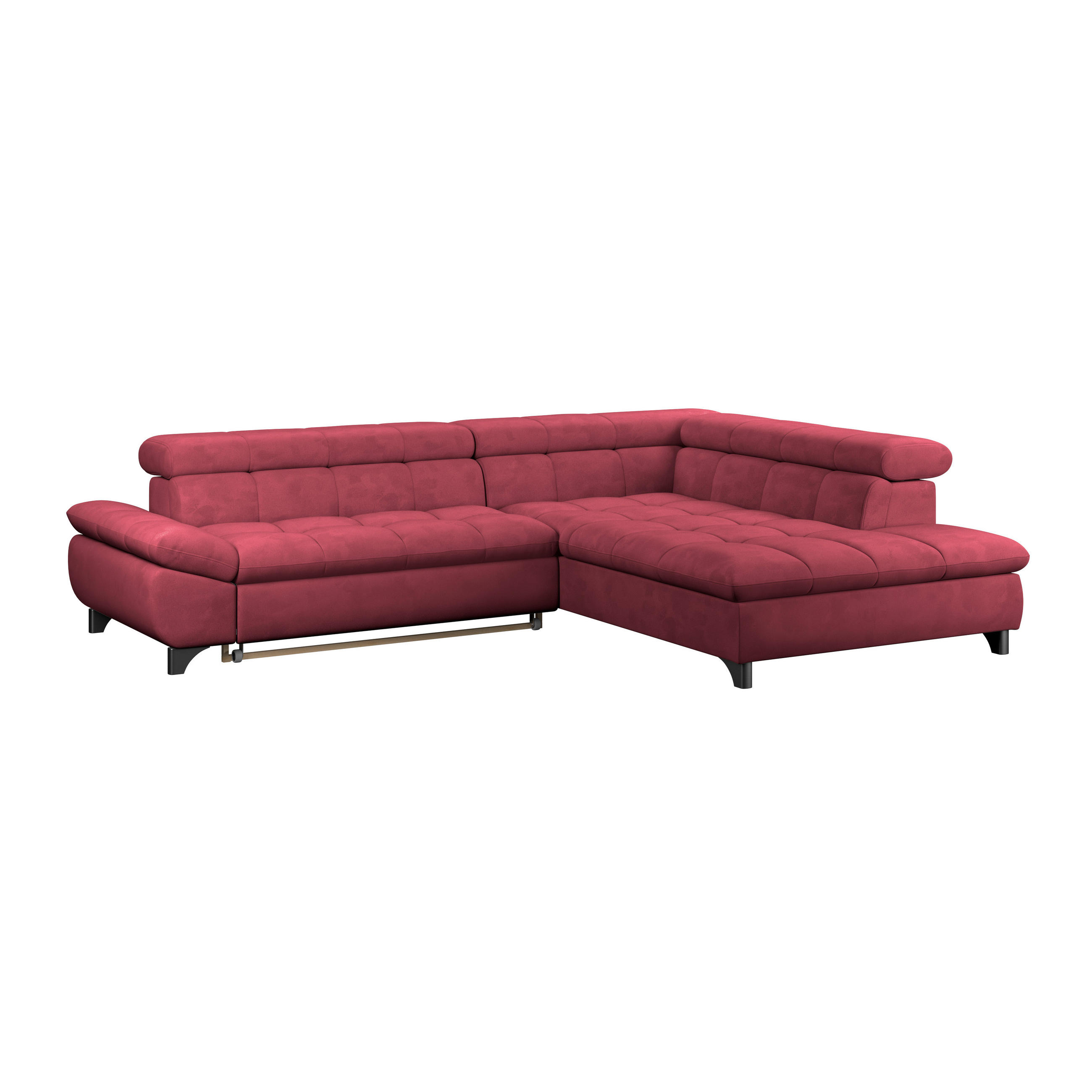 ECKSOFA Rot Chenille  - Chromfarben/Rot, KONVENTIONELL, Textil/Metall (312/234cm) - Livetastic