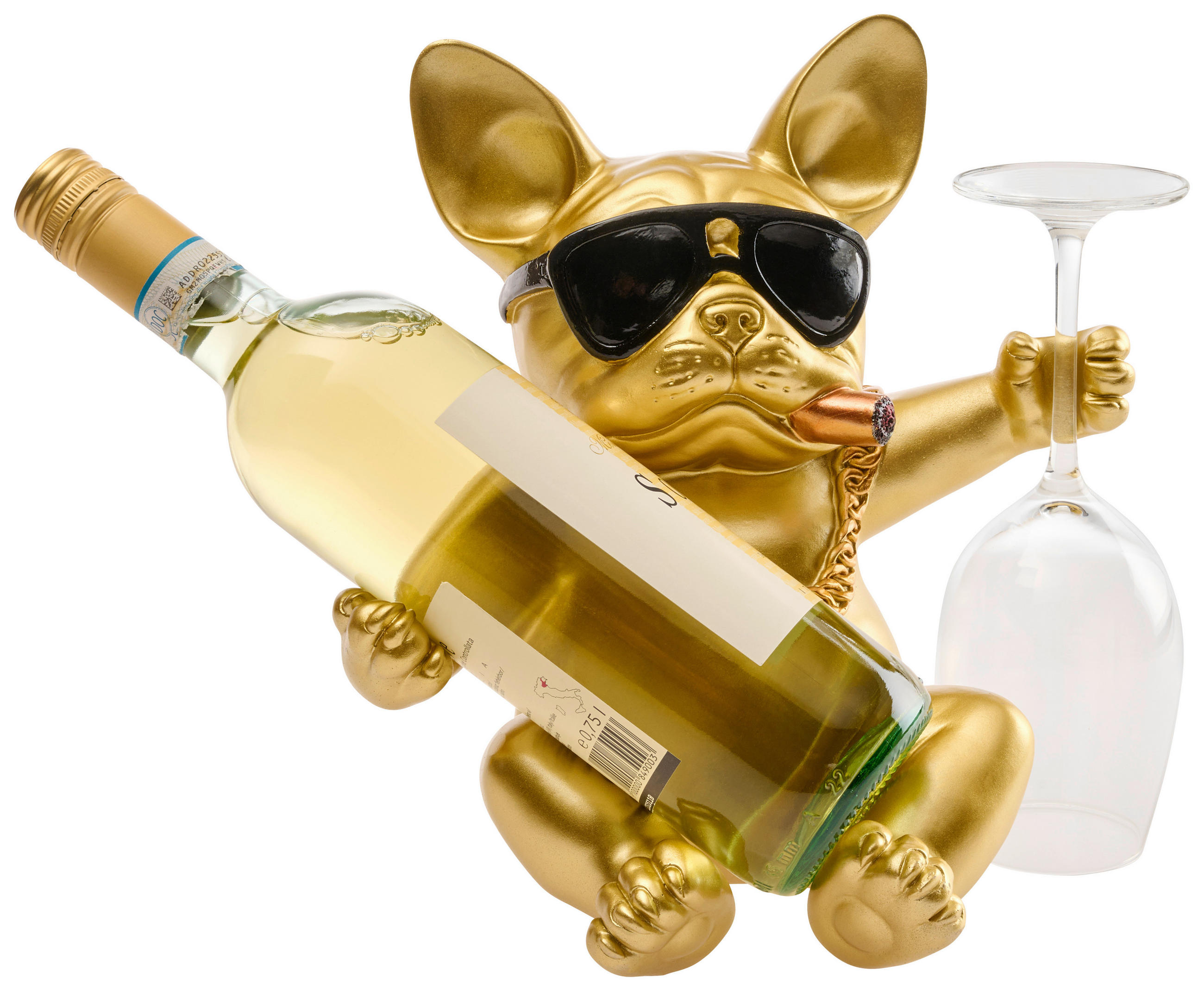 FLASCHENHALTER - Goldfarben/Schwarz, Trend, Kunststoff (24.5/19.5/25.5cm)