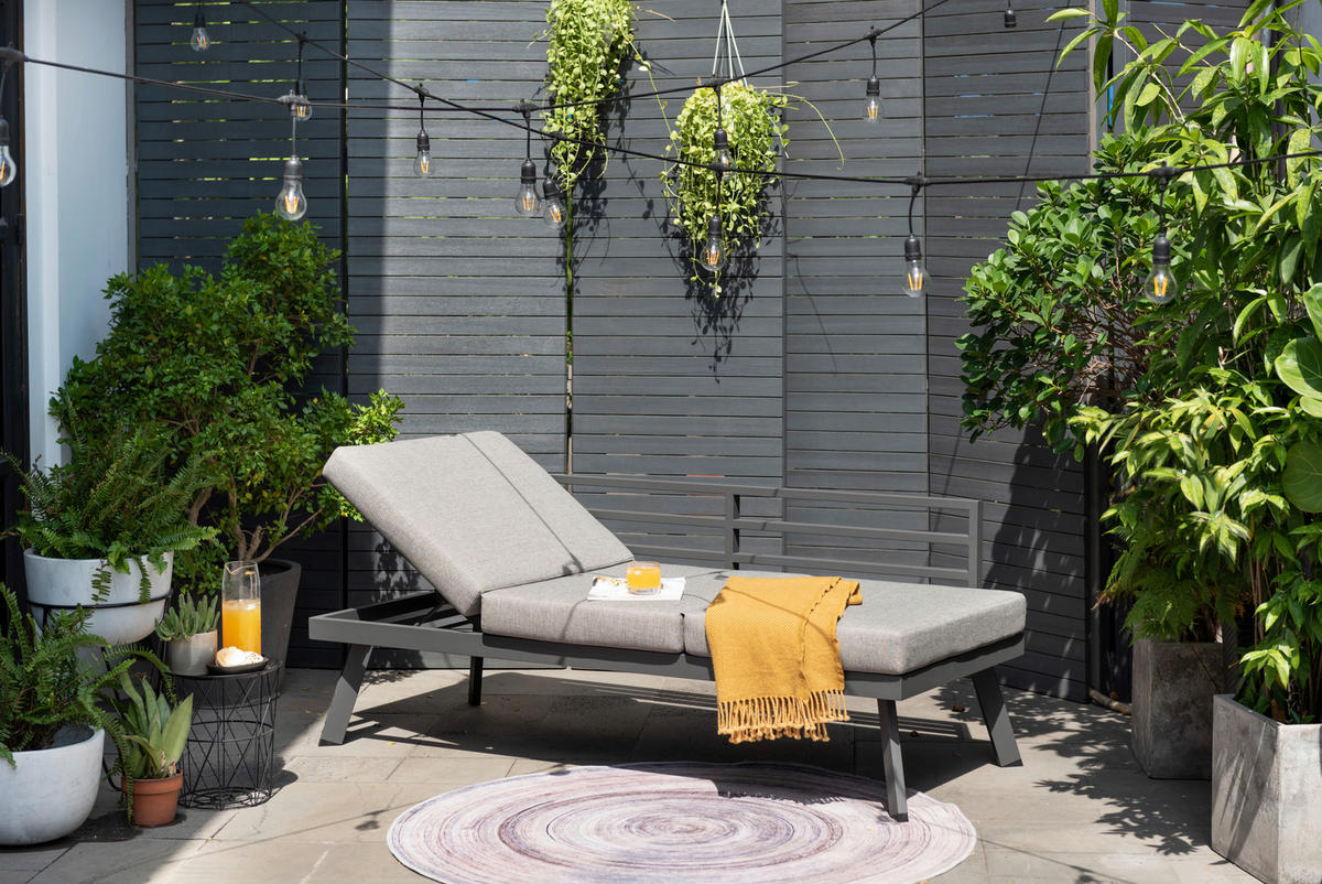 LOUNGESOFA  - Hellgrau/Grau, Design, Textil/Metall (180/82/80,1cm) - Amatio