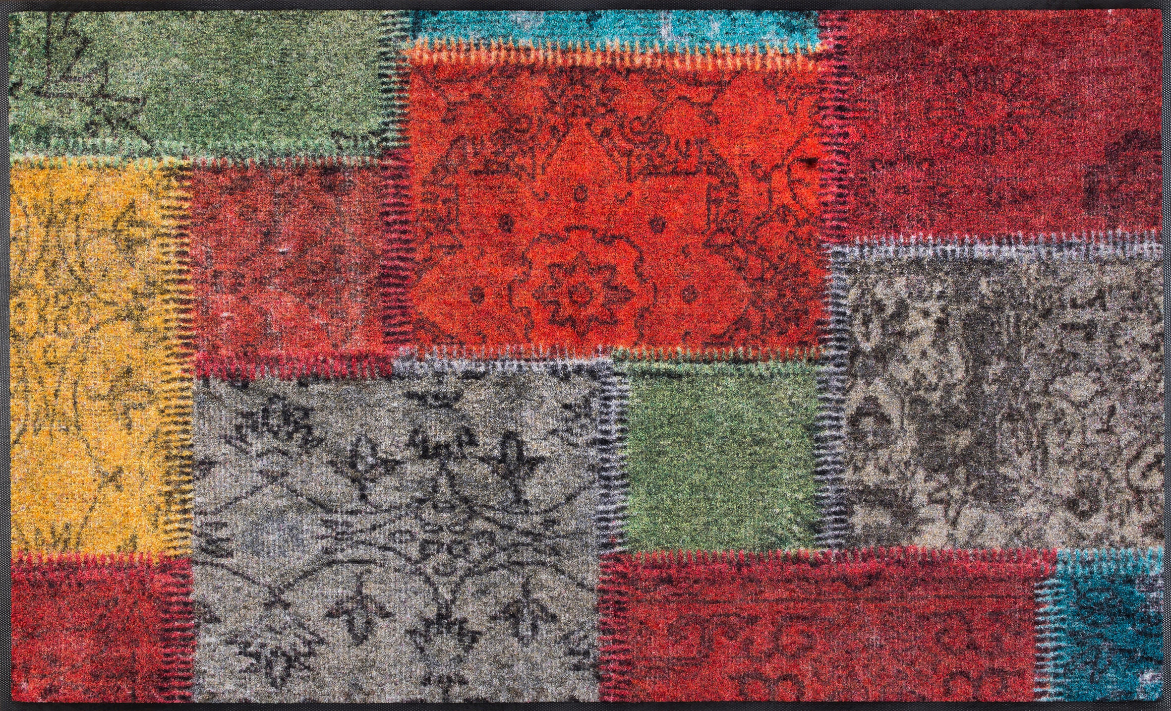 FUßMATTE 75/120 cm Vintage Patches  - Multicolor, Trend, Kunststoff/Textil (75/120cm) - wash+dry