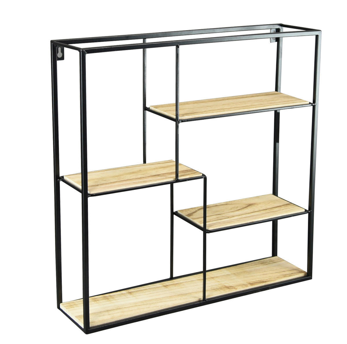 WANDREGAL  - Schwarz/Naturfarben, Basics, Holz/Metall (46/46/11,5cm) - Ambia Home