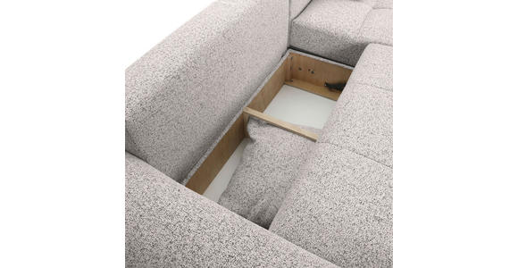 Ecksofa mit Funktion Grau Flachgewebe Zierkissen, Rückenkissen, Bettkasten, Schlaffunktion, Rücken echt, Liegefläche im Originalstoff  - Schwarz/Grau, KONVENTIONELL, Kunststoff/Textil (277/190cm) - Carryhome