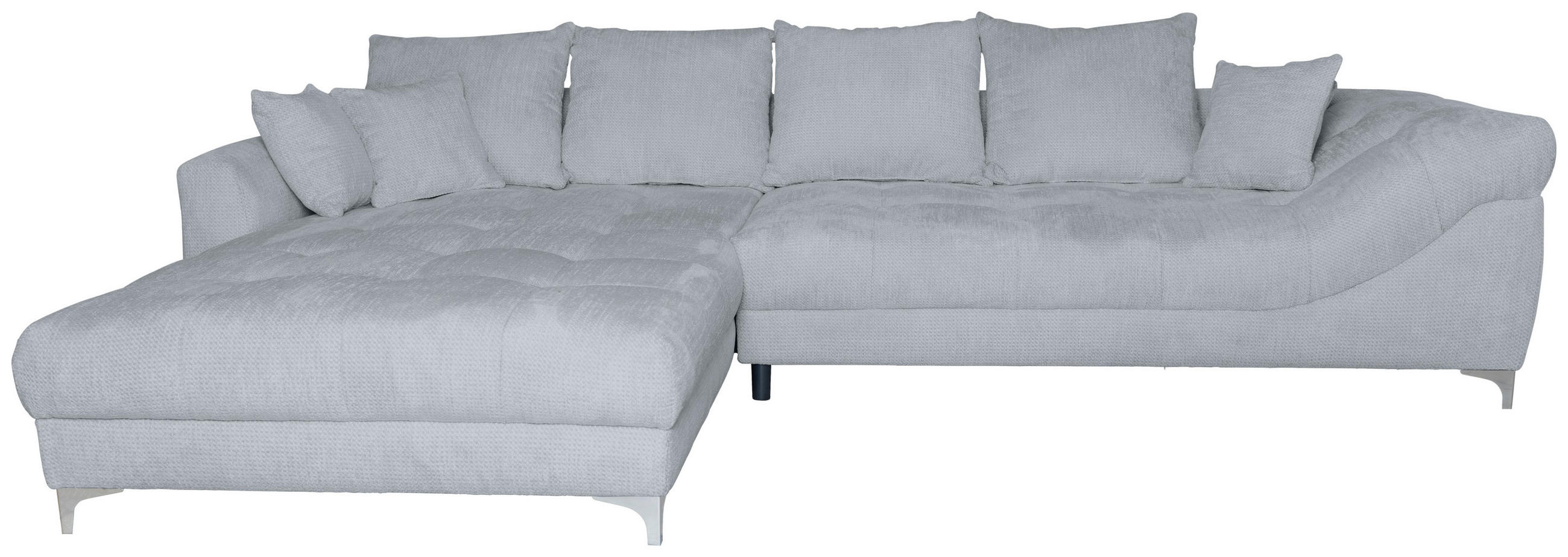 ECKSOFA Silberfarben Chenille  - Chromfarben/Silberfarben, KONVENTIONELL, Textil/Metall (227/329cm) - Carryhome