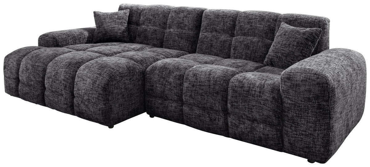 ECKSOFA in Struktur Schwarz  - Schwarz, Modern, Kunststoff/Textil (152/301cm) - Livetastic