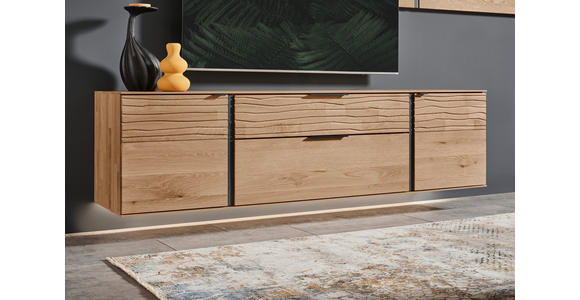 WOHNWAND  in Eichefarben  284/184/44 cm  - Eichefarben/Anthrazit, Natur, Glas/Holz (284/184/44cm) - Valnatura