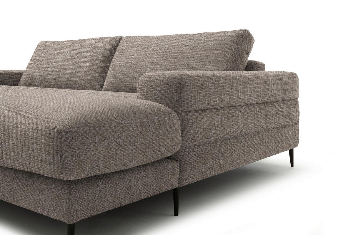 ECKSOFA in Flachgewebe Taupe  - Taupe/Schwarz, Design, Textil/Metall (253/177cm) - Dieter Knoll