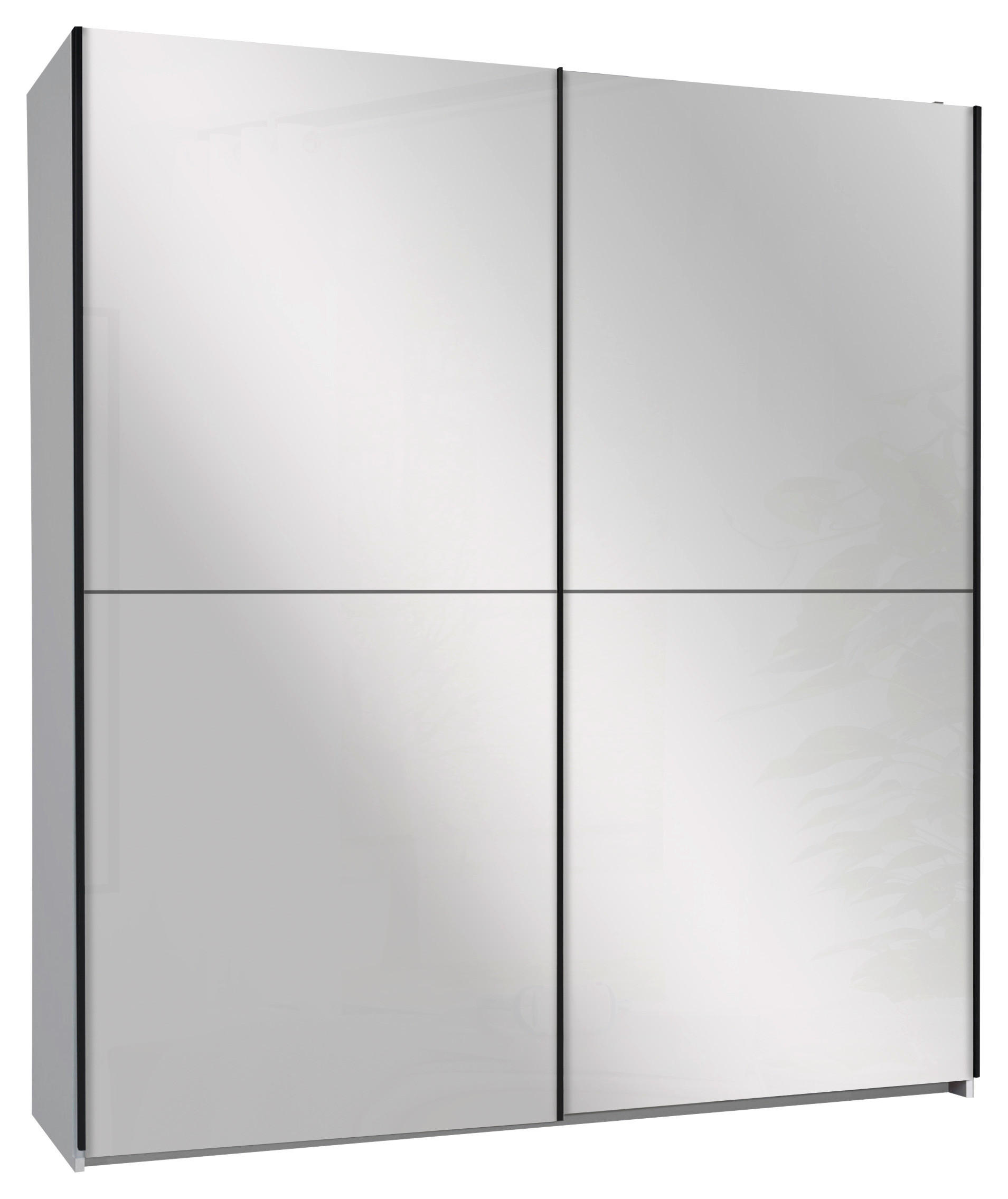 SCHWEBETÜRENSCHRANK 215/210/60 cm 2-türig Weiß  - Schwarz/Weiß, Trend, Glas/Holzwerkstoff (215/210/60cm) - Livetastic