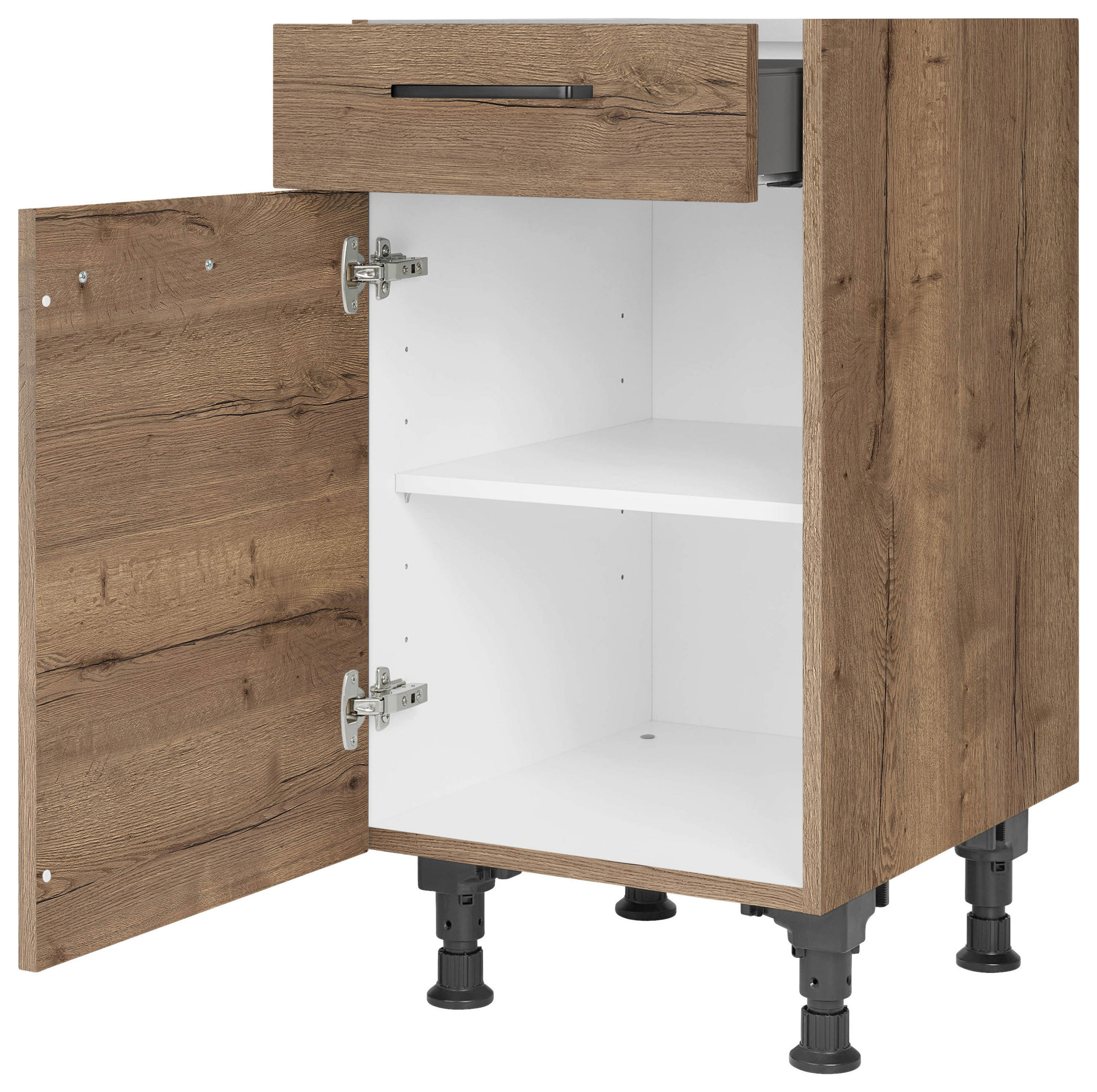 SCHUBKASTENUNTERSCHRANK 45/87/56 cm  in Eiche dunkel  - Eiche dunkel/Schwarz, MODERN, Holzwerkstoff/Metall (45/87/56cm) - Nobilia