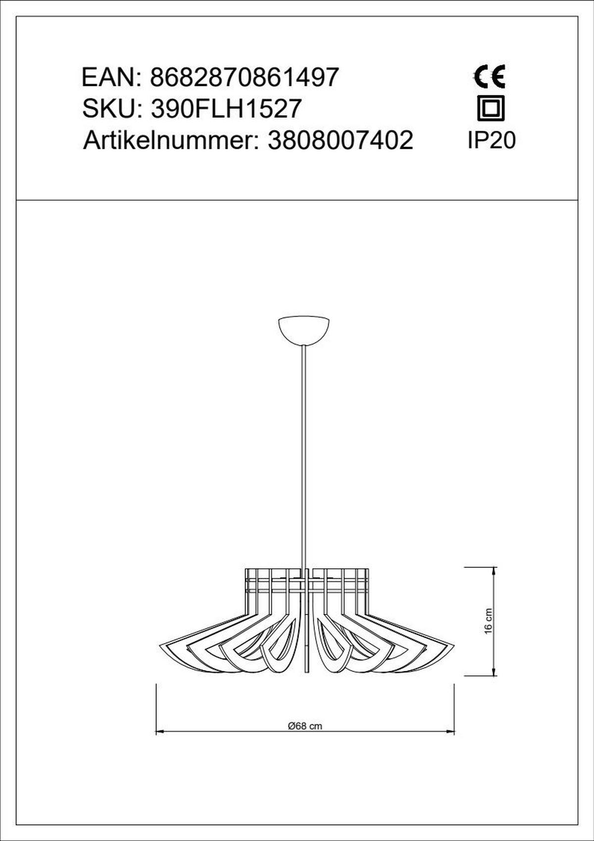 DECKENLEUCHTE 68/68/50 cm   - Weiß, Trend, Holz (68/68/50cm) - P & B